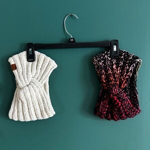 Source Unknown Cream and Multicolor Knit Mittens